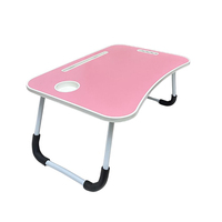 Table de lit pour ordinateur portable ergonomique, pliable, portable, extensible et réglable, avec fente pour cartes et porte-gobelet, pour la maison, le bureau, le dortoir et les études