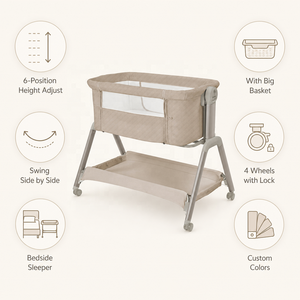 <span class=keywords><strong>Culla</strong></span> mobile da affiancare al letto per neonati e bambini, con funzione dondolo e blocco girevole - Product Image 4
