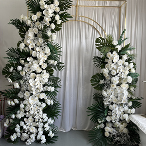 IFG Boda Decoraciones tropicales Floristería blanca y arco de hojas verdes Arreglo floral - Product Image 1