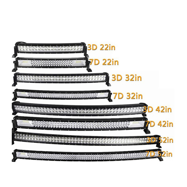 Everbright 22-52'' Curved LED Light Bar Combo Beam 3D/7D Driving Offroad SUV/Truck/4x4/UTV 12V/24V White 6000K 240W 50,000 Hours