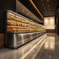 Vitrine chauffante pour hamburgers en acier inoxydable avec verre incurvé pour comptoir de restaurant de restauration rapide