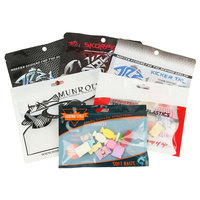 Sacs d'emballage refermables à fermeture éclair avec trou de suspension pour leurres de pêche, pochettes souples personnalisées en plastique de 8''x4'' pour appâts de pêche