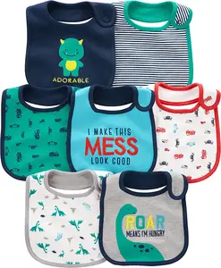 baby smock bib OEM baby bibs cotton water proof reusable bandana cotton soft baby bibs have existing pattern ready to ship cotto