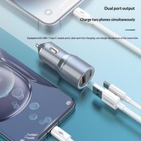 Chargeur de voiture 120W double port USB C PD30W - Adaptateur de charge rapide universel pour voiture avec protocole QC, gris métallisé, 2-en-1
