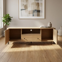 Meuble TV en bois sur mesure haut de gamme, style moderne minimaliste, console de salon