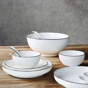 Первая поставка с завода, белая керамическая фарфоровая посуда минималистичного дизайна, безопасная для посудомоечной машины, Салатница, коммерческая вечеринка - Product Image 2