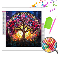 Kit de Peinture Diamant DIY pour Enfants, Vente en Gros, 5D, Couverture Complète, Arbre de Vie Coloré, Art Mural Magique, Décoration Intérieure