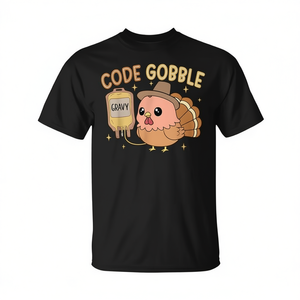Code Gobble Thanksgiving Turkey Nurse T-Shirt unisexe pour adulte, col rond, manches courtes, impression numérique - Product Image 2
