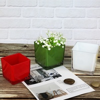Vases carrés en verre transparent écologiques modernes, vente en gros, couleur personnalisée blanc/noir, pour hydroponie, bouche large, pour mariage