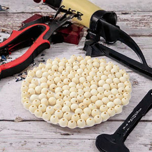 ลูกปัดไม้ธรรมชาติยังไม่เสร็จ สำหรับทำพวงมาลัย งานถักมาคราเม่ เครื่องประดับ DIY ของตกแต่งบ้านสไตล์ฟาร์มเฮาส์ งานฝีมือ หลายขนาด รูปทรงกลม - Product Image 3