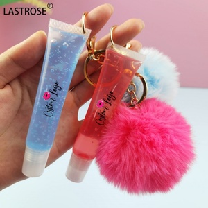 2025 vente en gros 13 saveurs boule de <span class=keywords><strong>fourrure</strong></span> huiles pour les lèvres hydratantes 15ml végétalien lèvre repulpant huile porte-clés clair brillant à lèvres marque privée - Product Image 1