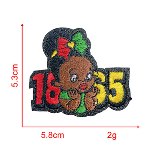 Giuneentesimo ferro ricamato su toppe storia nera Appliques ragazza nera che soffia bolle Patch Afro per giacche di abbigliamento - Product Image 5