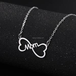 Custom Double Heart Infinity Necklace Engraved Name Pendant <strong>Mum</strong> <strong>Jewellery</strong> Personalised Infinity Charm Bow MOM Pendant Necklace - Product Image 4