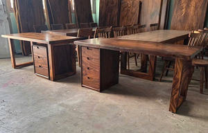 Bureau de travail moderne en bois massif avec tiroirs, table en bois dur naturel fait main, bureau à domicile, mobilier de direction - Product Image 4