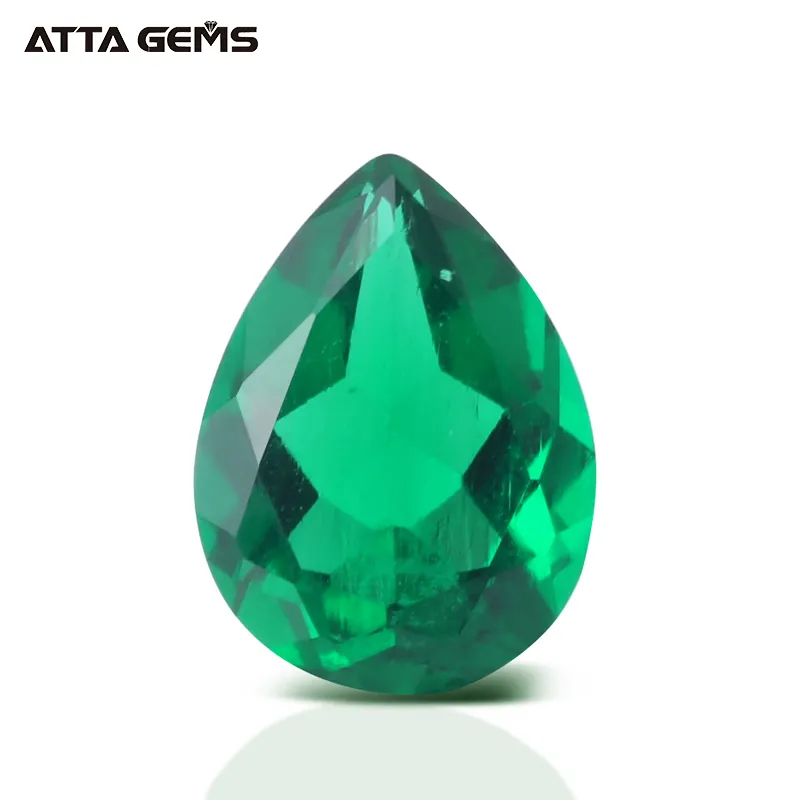 Lab Created Zambian Emerald 8*6ミリメートル1Carat Pear Shape Hydrothermal Russian Emerald Stone