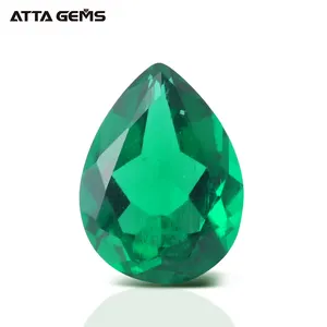 Lab Created Zambian Emerald 8*6mm 1Carat Pear Shape Hydrothermal Russian Emerald Stone