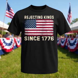 Camiseta patriótica con bandera estadounidense de "Rechazando a los reyes desde 1776" - Product Image 3
