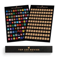 2025 Impresión personalizada Diseño popular Póster de película para rascar con 100 Películas Póster de viaje Mapa para rascar con banderas