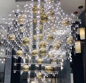 Lámpara de Araña de Cristal con Acabado Dorado, Base para Bombilla LED E26, 3500K Blanco Cálido, Control de Interruptor, Regulable, Altura Ajustable, Lámpara Colgante Grande - Product Image 4