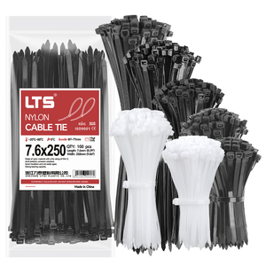 สายรัดเคเบิลไนลอนสีขาวดำแบบล็อคอัตโนมัติ ขนาด 7.6*250 มม. สายรัดพลาสติกแบบซิปสำหรับรัดสายไฟ อุปกรณ์เสริม - Product Image 1