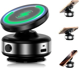 แท่นวางโทรศัพท์ในรถยนต์แบบไร้สาย 15W, 360 °   ที่วางแก้วน้ำแบบพับได้ วัสดุโลหะผสมสังกะสี พร้อมจุกดูดสุญญากาศ - Product Image 1