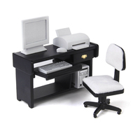 Muebles en Miniatura para Casa de Muñecas, Juego de Escritorio de Computadora para Oficina/6 WL014