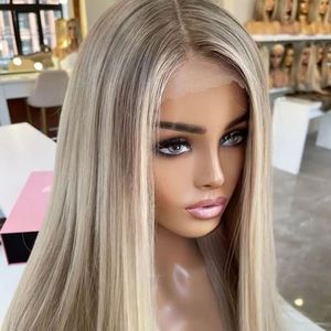 Peluca <span class=keywords><strong>de</strong></span> <span class=keywords><strong>Cabello</strong></span> Humano Liso Ombre Rubio Ceniza con Encaje Frontal 13x4, Sin Pegamento, Línea <span class=keywords><strong>de</strong></span> <span class=keywords><strong>Cabello</strong></span> Natural Pre-Arrancada, <span class=keywords><strong>Cabello</strong></span> Virgen <span class=keywords><strong>para</strong></span> Mujer - Product Image 1
