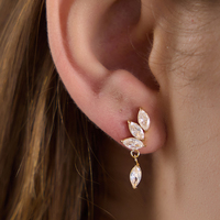 Boucles d'oreilles pendantes classiques J&D Jewelry en zircone blanche marquise, acier inoxydable plaqué or 18 carats, bijoux imperméables pour femmes, cadeau
