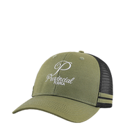 Casquette de camionneur en gros, marque privée, vert olive, dos en maille, broderie de marque, réglable, fermeture snapback, tactique, hip-hop, mode