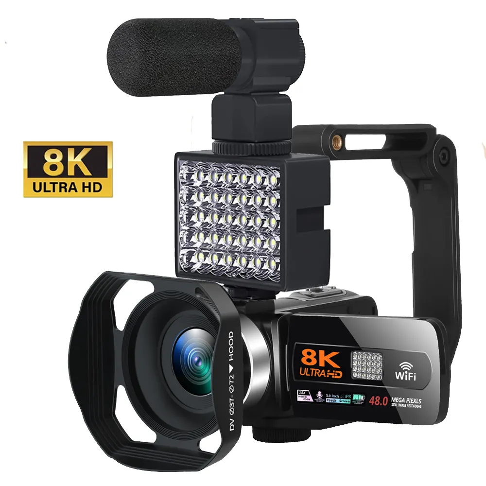 48MP Video kamera 8K vyoutube kamera Youtube canlı akışı için WIFI Webcam gece görüş 16X Zoom fotoğraf dijital kaydedici