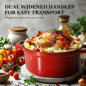 Olla Holandesa de Hierro Fundido Esmaltado Multifuncional, Antiadherente y Duradera, de Nuevo Diseño, para Hornear y Cocinar a Fuego Lento, Apta para Todo Tipo de Estufas - Product Image 1