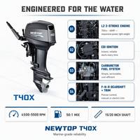 Motor Tempel Bensin 2 Tak 40HP 40X Long Shaft dengan Tuas Kemudi untuk Perahu Nelayan, Penggunaan Komersial Berat