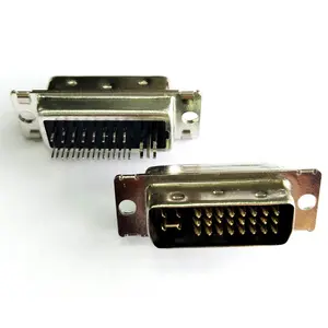 DVI24+5 male splint black glue HD DVI connector 180 degree long needle DVI 24+5pin