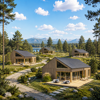 Maison scandinave moderne à un étage, écologique, style bungalow, villa préfabriquée contemporaine avec système modulaire à assemblage rapide