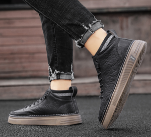 Zapatillas Deportivas de Moda Personalizadas al por Mayor, de Microfibra Negra, Transpirables, Antideslizantes, Duraderas, Estilo Urbano, de Caña Alta, Casuales, para Hombre - Product Image 2