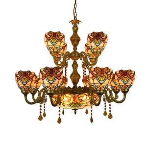 Enorme Led Luce Del Pendente Sala Da Pranzo Dell'hotel Lampadari Lampada Moderna Casa Cristal Tiffany Macchiato di Vetro Di Grandi Dimensioni <span class=keywords><strong>Doppio</strong></span> <span class=keywords><strong>Lampadario</strong></span> di Cristallo - Product Image 1