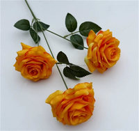 O-4 Nouveau Gros Bouquet de Fleurs Artificielles de Simulation pour Décoration de Mariage Fête, Roses Oranges de Qualité Supérieure