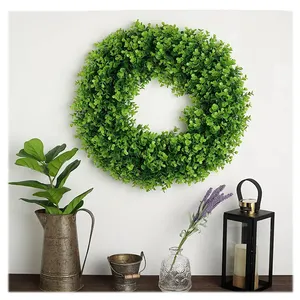 高品质复活节装饰绿色植物花环草人造花花环家居墙面装饰
