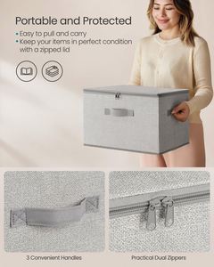 Foldable Storage Organiser Boxes 40 X 30 X 25 cm Non-Woven Fabric Storage <b>Basket</b> Bins with Lids - Product Image 5