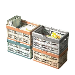 Cestino portaoggetti pieghevole cestini impilabili in plastica scatola porta contenitori con manico per <span class=keywords><strong>frutta</strong></span> e verdura - Product Image 1