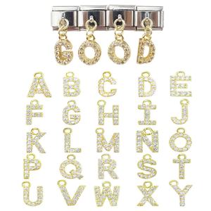 Pulsera de Acero Inoxidable Chapada en Oro con Colgante de Letra, Estilo Italiano, Nuevo Lanzamiento, Personalizable, Serie de Letras, Diseño Modular - Product Image 4