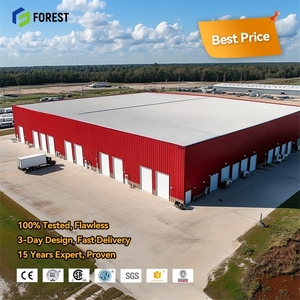 Entrepôt préfabriqué à structure en acier avec conception de grille à longue portée pour le stockage logistique de marchandises, les supermarchés et les bureaux - Product Image 1