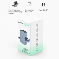 Chargeur sans fil magnétique pliable 3 en 1, cube de charge rapide sans fil magnétique Q2, portable, de bureau, 15W