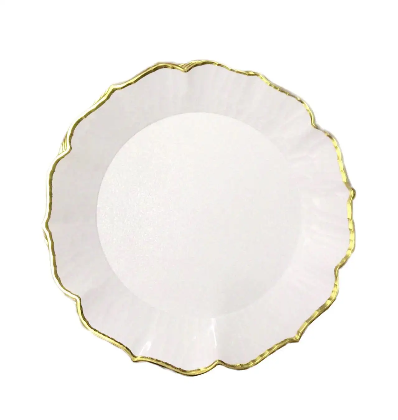 Hot Sale Plastic Plate Charger Plate For Wedding Events European Party Charge Plate With Gold Rim For Fruit