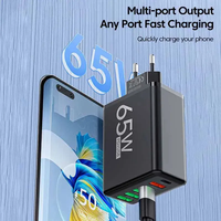Haute qualité US EU UK 6 ports USB Type C 65W PD adaptateur de chargeur mural de téléphone à charge rapide pour Iphone pour Samsung