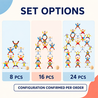 Jeu de construction en bois Acrobat pour l'équilibre et l'empilage, coloré, créatif et éducatif, avec options de 8, 16 ou 24 pièces