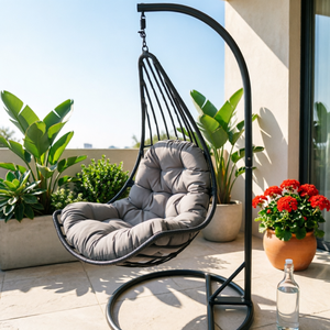 Chaise pivotante de jardin en osier, meuble d'extérieur, livraison gratuite - Product Image 2
