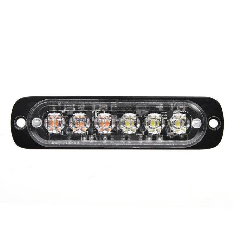 ADVERTENCIA DE EMERGENCIA intermitente luz estroboscópica Bar amarillo y blanco de montaje en superficie ámbar/Blanco 18W 6-LED 12V-24V del coche led luz intermitente