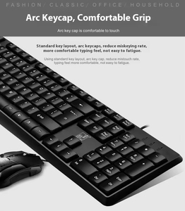 Conjunto de teclado y ratón con cable USB para computadora, oficina, hogar, uso empresarial, venta al por mayor - Product Image 3