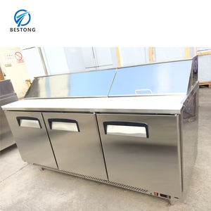 Venta al por mayor de fábrica, refrigerador de mesa de preparación de Pizza ancha, encimera de 3 puertas, estación de preparación de Pizza para ensalada refrigerada - Product Image 1